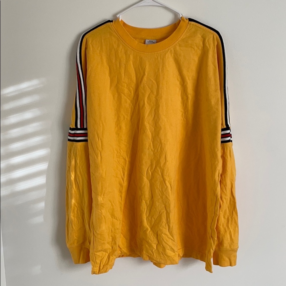UO Mustard Yellow Striped Long Sleeve Shirt XL